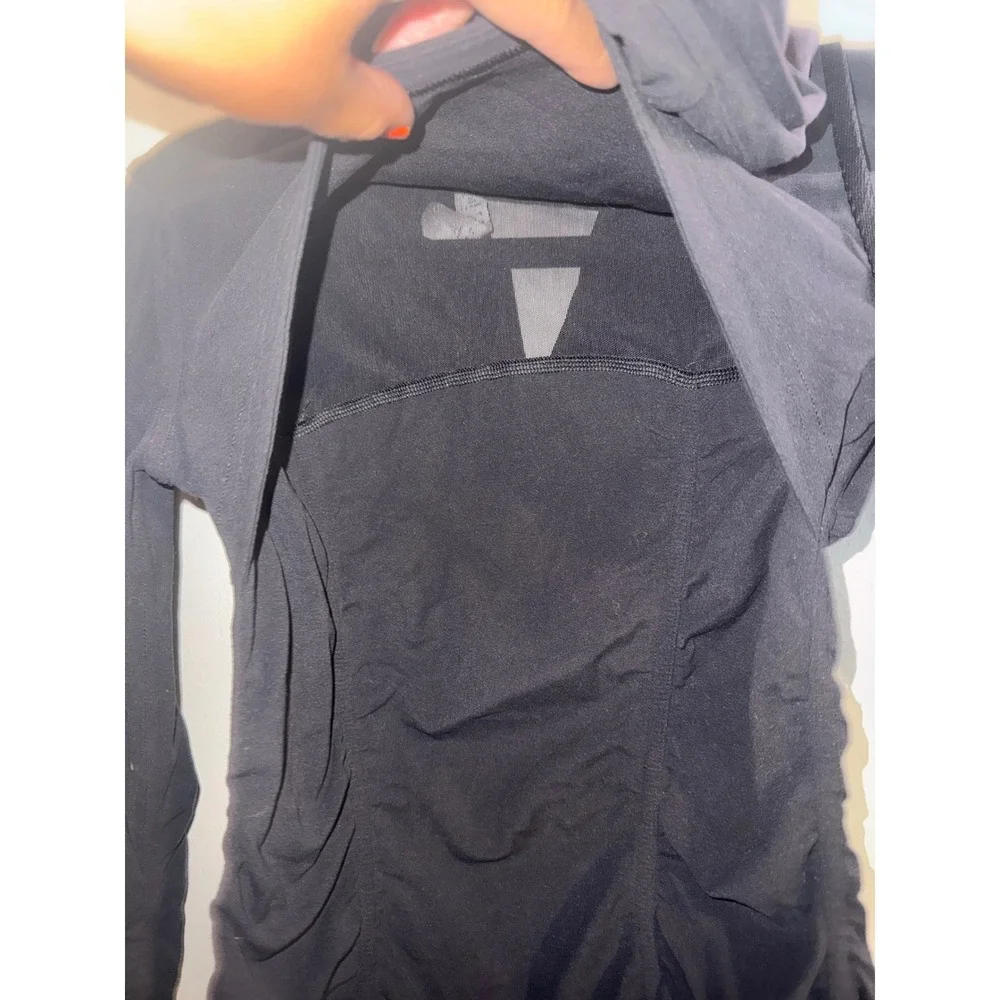 Lululemon Beyond the Studio Jacket Black Ruched Full Zip Hooded Size 4